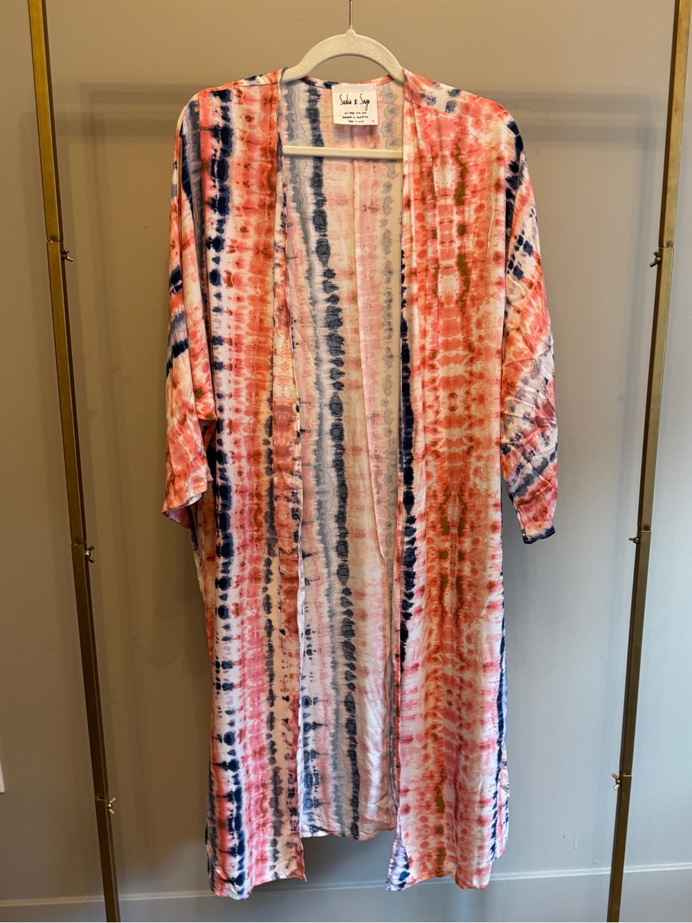 Sadie & Sage Tie-Dye Long Kimono Duster | Size Small